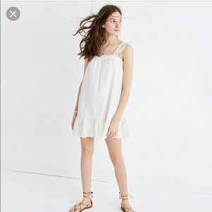 Madewell metallic stripe ruffle dress